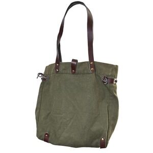 Heritage Utility Canvas Tote Bag Olive Leather Straps Gorp Core Field Style